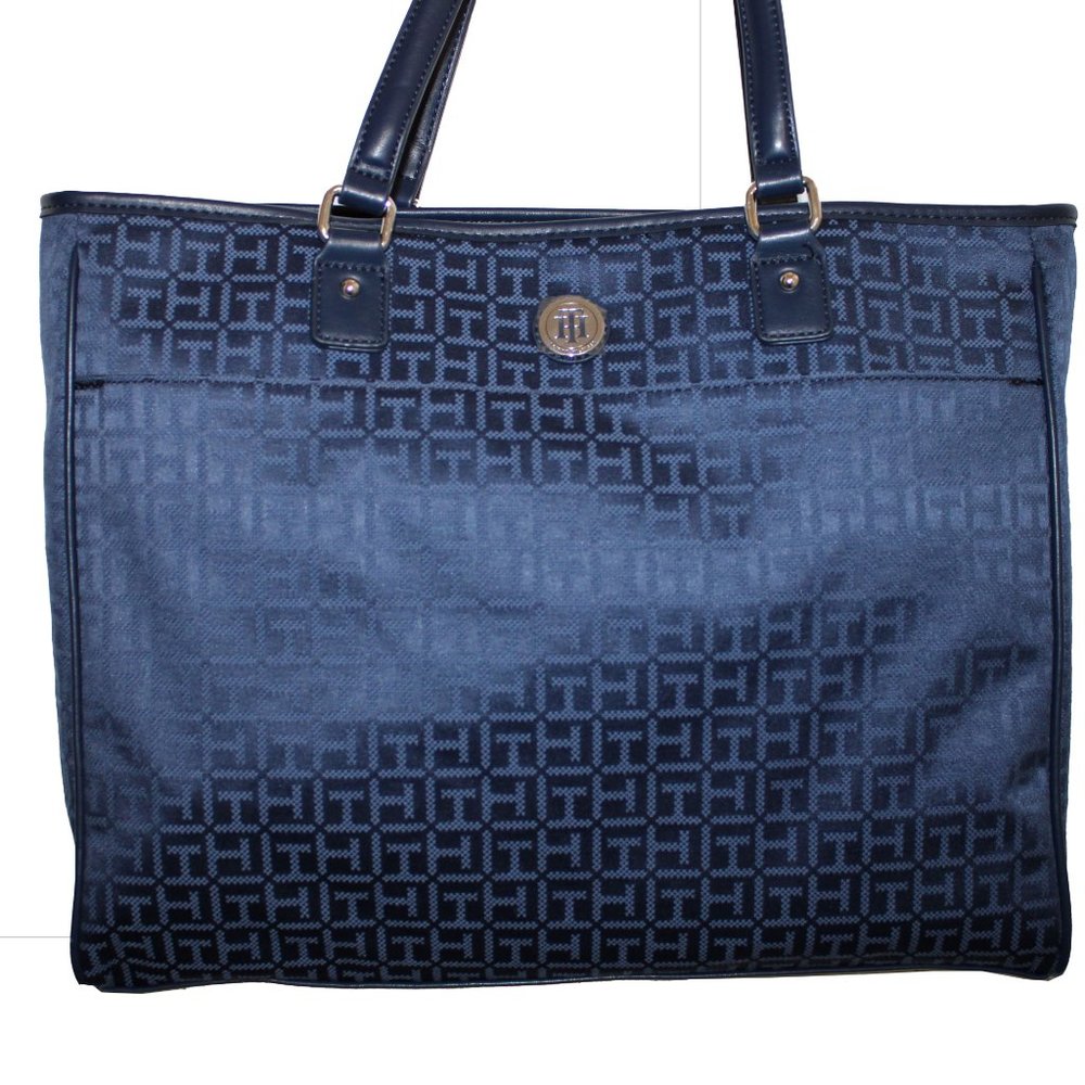 🔴Tommy Hilfiger Monogram Tote Navy Blue -Large